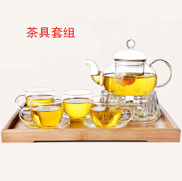 套裝 玻璃茶具 耐高溫玻璃花茶壺整套 耐熱茶具 800ML花茶壺工廠,批發,進口,代購