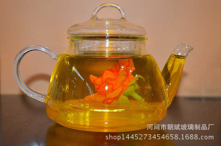 耐高溫透明玻璃花茶壺帶過濾內膽玻璃熱水壺富貴壺茶壺泡茶壺工廠,批發,進口,代購
