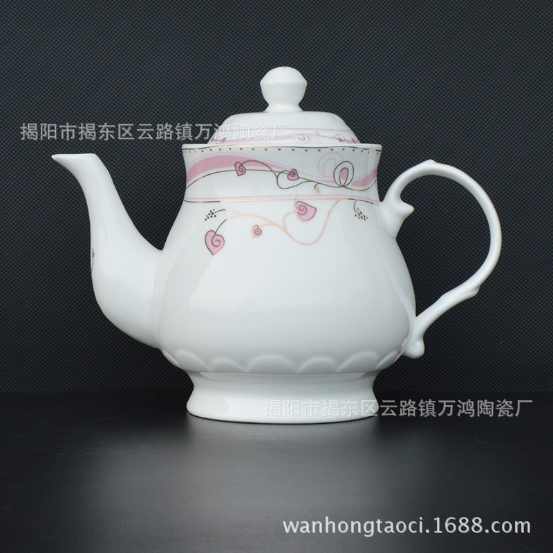 高檔骨瓷 咖啡茶具套裝單壺 陶瓷咖啡壺 骨瓷烤花茶具批發工廠,批發,進口,代購