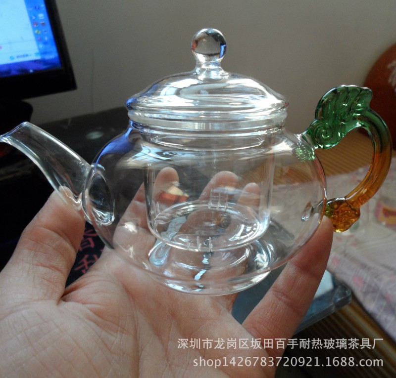 廠傢批發定做耐熱玻璃茶具玻璃茶壺250ML龍把六人壺 剛膽玻璃壺工廠,批發,進口,代購
