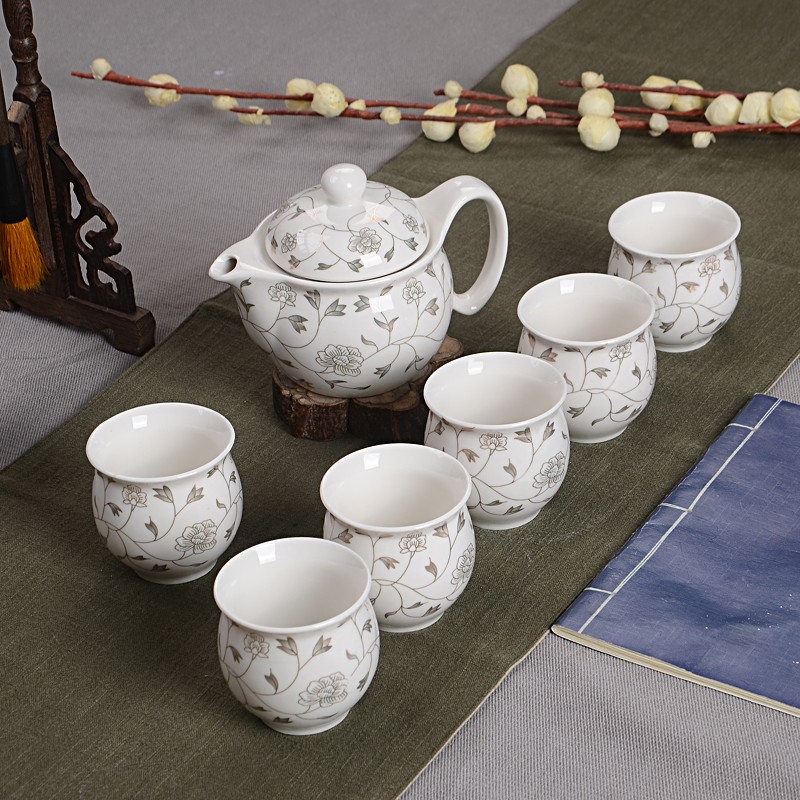 特價七頭雙層隔熱杯茶壺茶具整套批發 陶瓷茶具套裝 促銷禮品定製工廠,批發,進口,代購