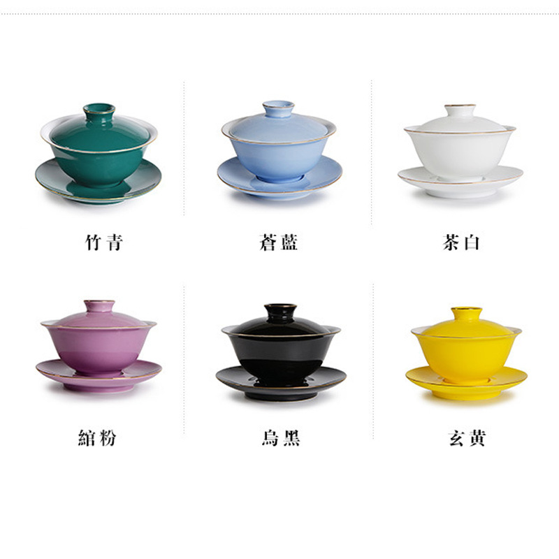 茶具汝窯陶瓷 手繪三才蓋碗 茶杯 功夫茶具  茶海工廠,批發,進口,代購