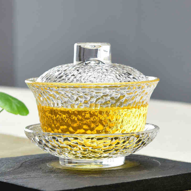 透明耐熱水晶玻璃錘目紋蓋碗茶備功夫茶具泡茶碗三才碗敬茶壺茶杯工廠,批發,進口,代購