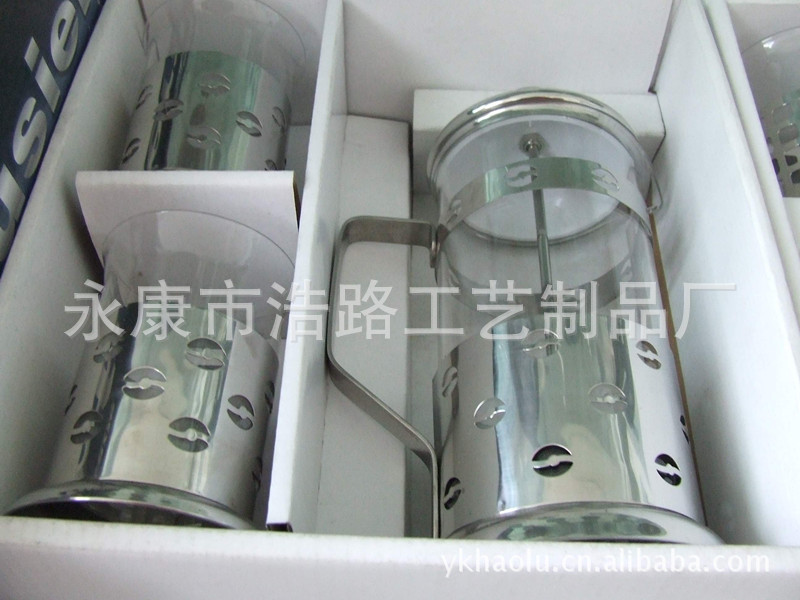 批發供應201 不銹鋼創意玻璃杯沖茶器600ML三件套茶促銷禮品套裝工廠,批發,進口,代購