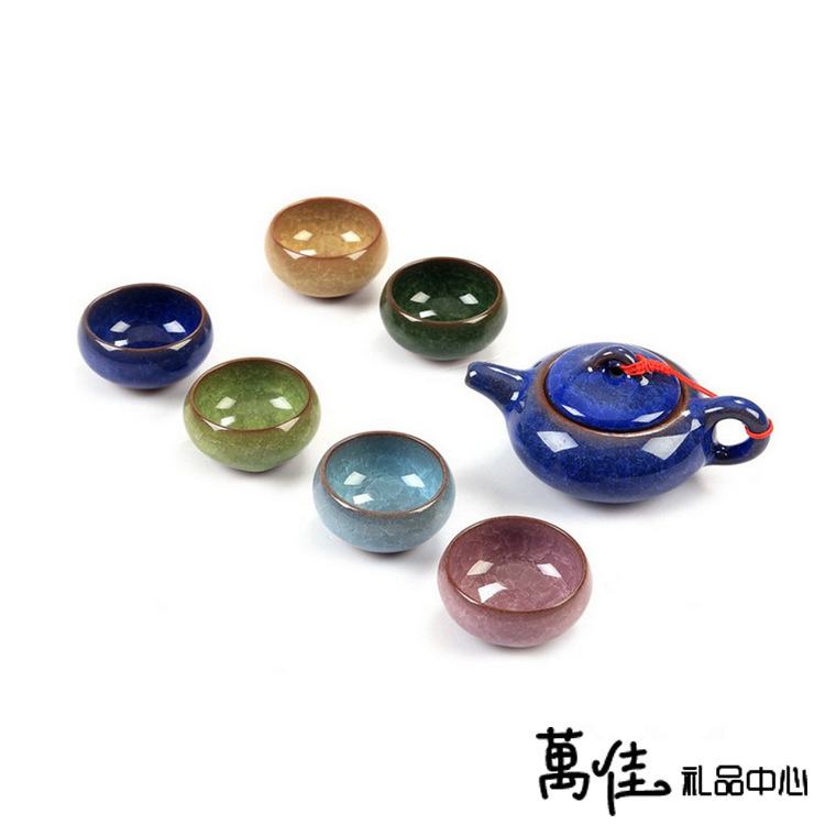 萬佳禮品中心 七彩冰裂茶具 茶具套裝 會銷禮品到會參會禮品工廠,批發,進口,代購