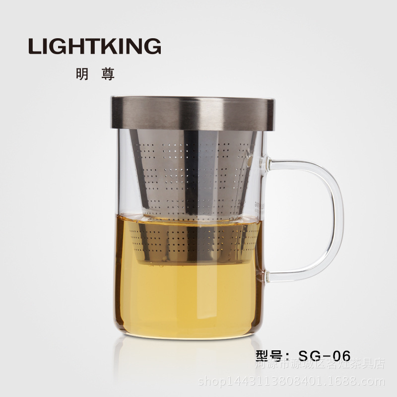 金灶/明尊 SG-06高端玻璃杯飄逸杯沖泡器不銹鋼內杯辦公杯 380ML工廠,批發,進口,代購