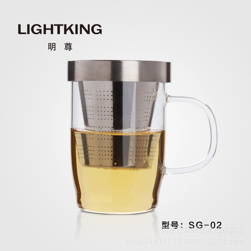 金灶/明尊 SG-02高端玻璃杯飄逸杯沖泡器不銹鋼內杯辦公杯 380ML工廠,批發,進口,代購