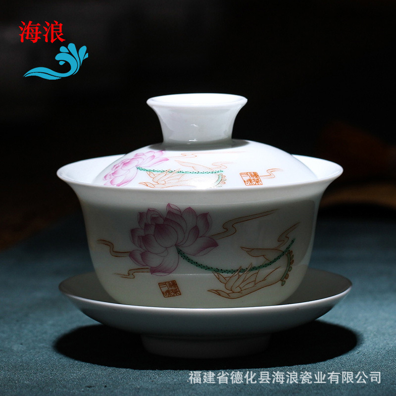 廠傢直銷  三才蓋碗茶碗單品茶具青花瓷茶具批發 景德鎮陶瓷工廠,批發,進口,代購