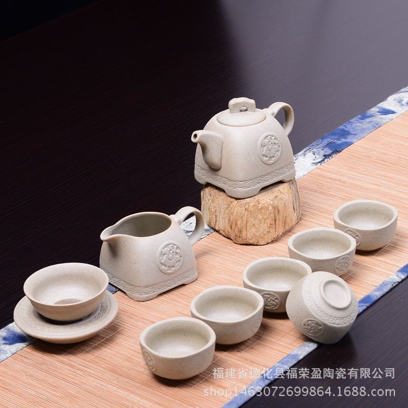 廠傢直銷批發紫砂粗陶功夫茶具套裝整套古陶茶具陶瓷可定製LOGO批發・進口・工廠・代買・代購