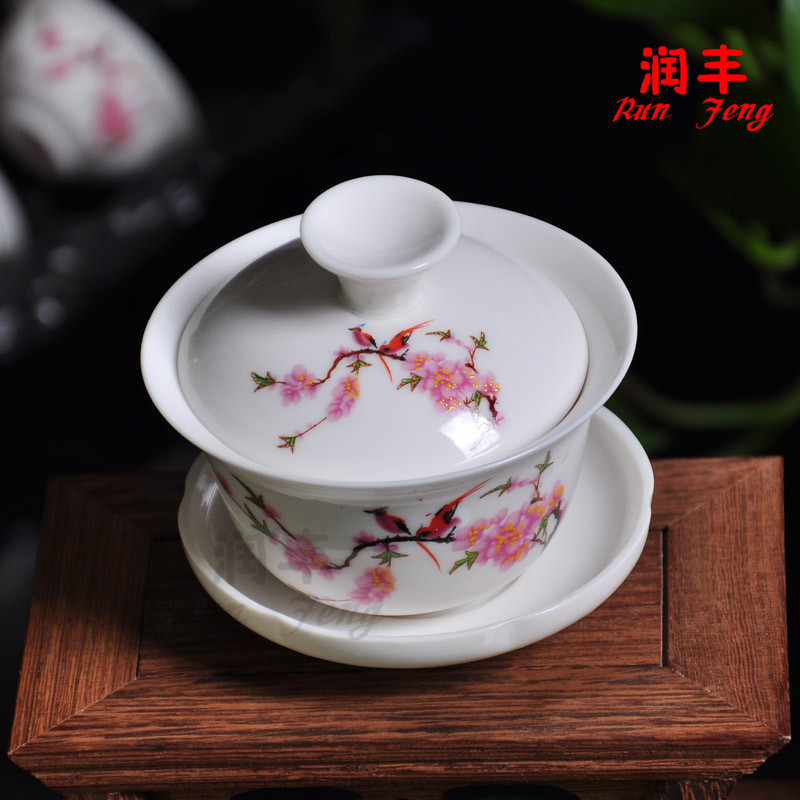 景德鎮茶蓋碗 三寸蓋碗瓷 魯青花瓷蓋碗 耐高溫大蓋碗 蓋碗茶杯工廠,批發,進口,代購