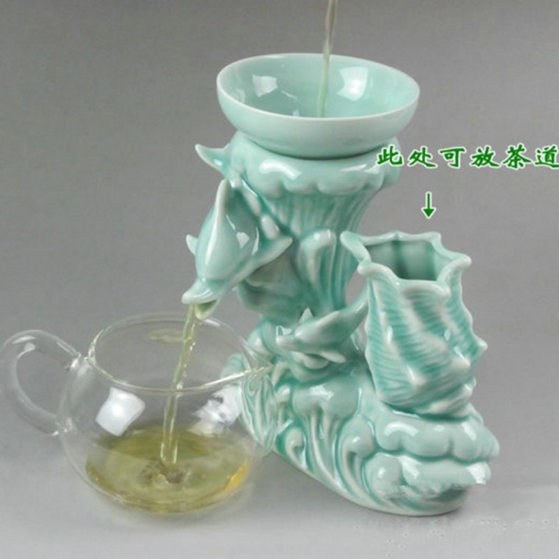 龍泉青瓷自動過濾器茶漏 陶瓷茶濾網 創意禮品茶具套裝批發・進口・工廠・代買・代購