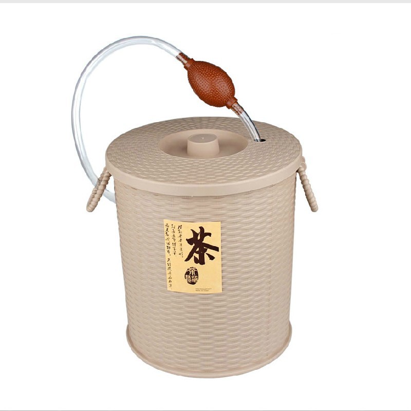 特價 藤編式仿竹編茶桶 茶渣桶 塑料茶葉茶水桶 帶排水管 茶具套批發・進口・工廠・代買・代購