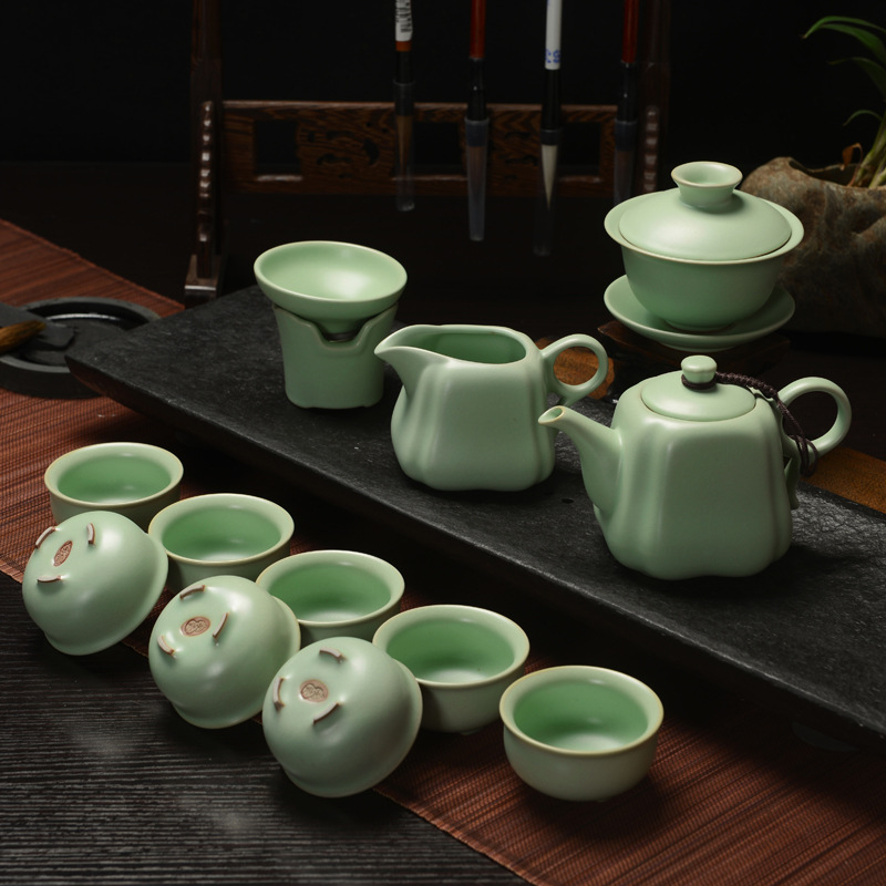 特價汝窯茶具 開片裂紋 茶具套裝 整套功夫茶具 促銷禮品logo定製工廠,批發,進口,代購