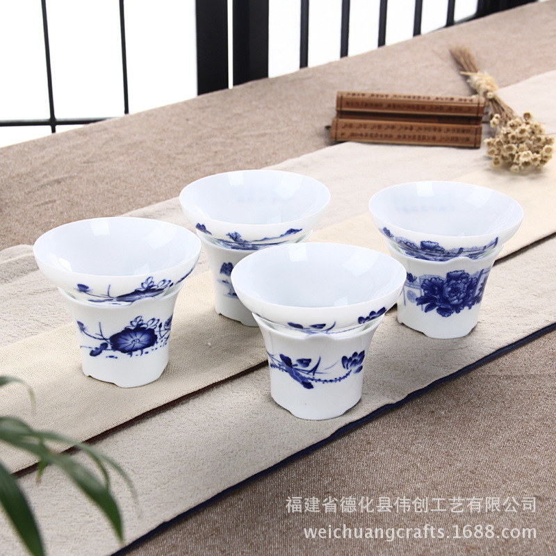 陶瓷茶漏過濾 茶道配件 青花瓷功夫茶具茶濾托茶漏批發定製logo批發・進口・工廠・代買・代購