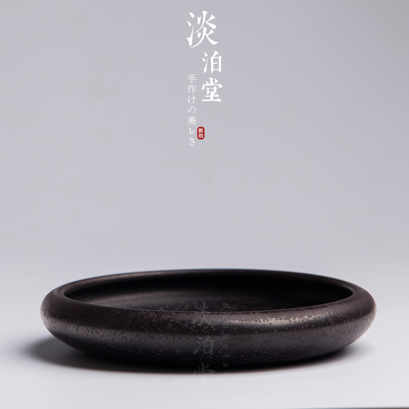 景德鎮淡泊堂 陶瓷單層茶盤 茶托 粗陶乾泡茶盤功夫茶盤 茶具配件工廠,批發,進口,代購