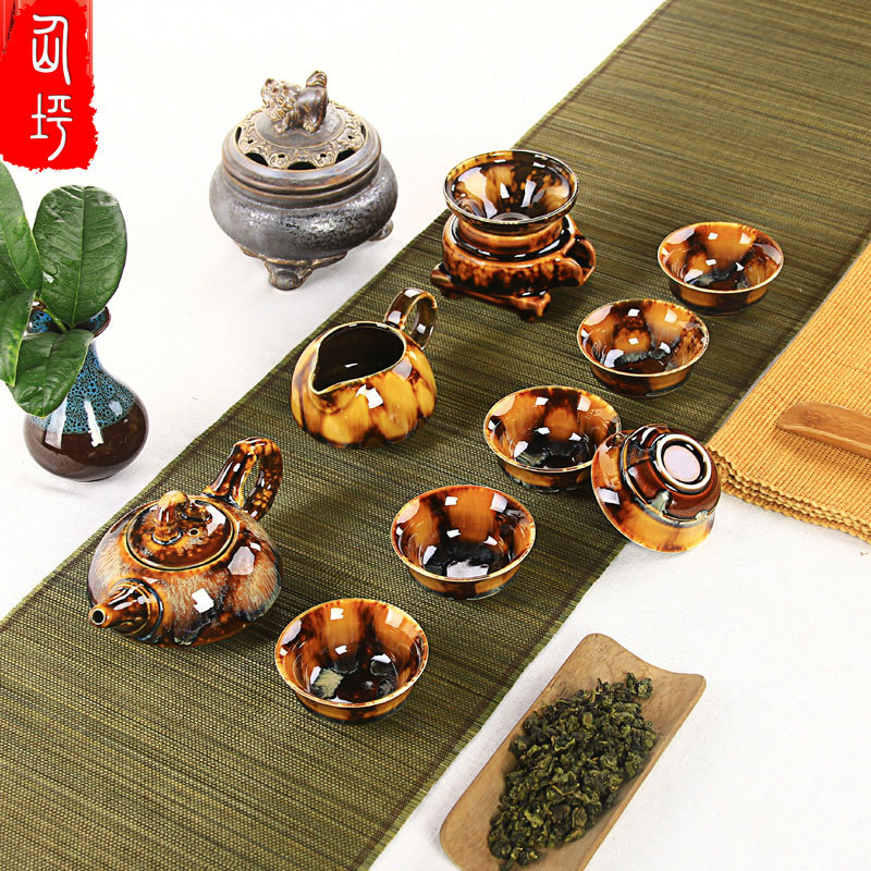 新品 窯變七彩手拉建盞天目釉油滴精品茶壺玳瑁茶具套裝混批代發工廠,批發,進口,代購