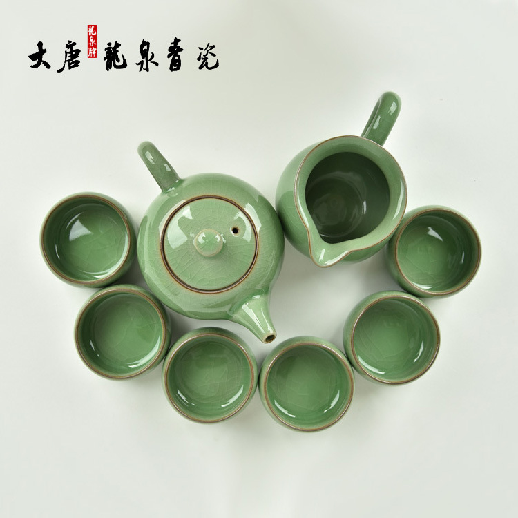 【大唐】龍泉青瓷哥窯冰裂陶瓷功夫茶具套裝禮品10頭茶具一件代發批發・進口・工廠・代買・代購