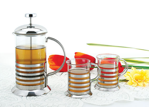 玻璃沖茶器 法壓壺 咖啡壺 玻璃過濾不銹鋼三件套茶具套裝杯壺批發・進口・工廠・代買・代購