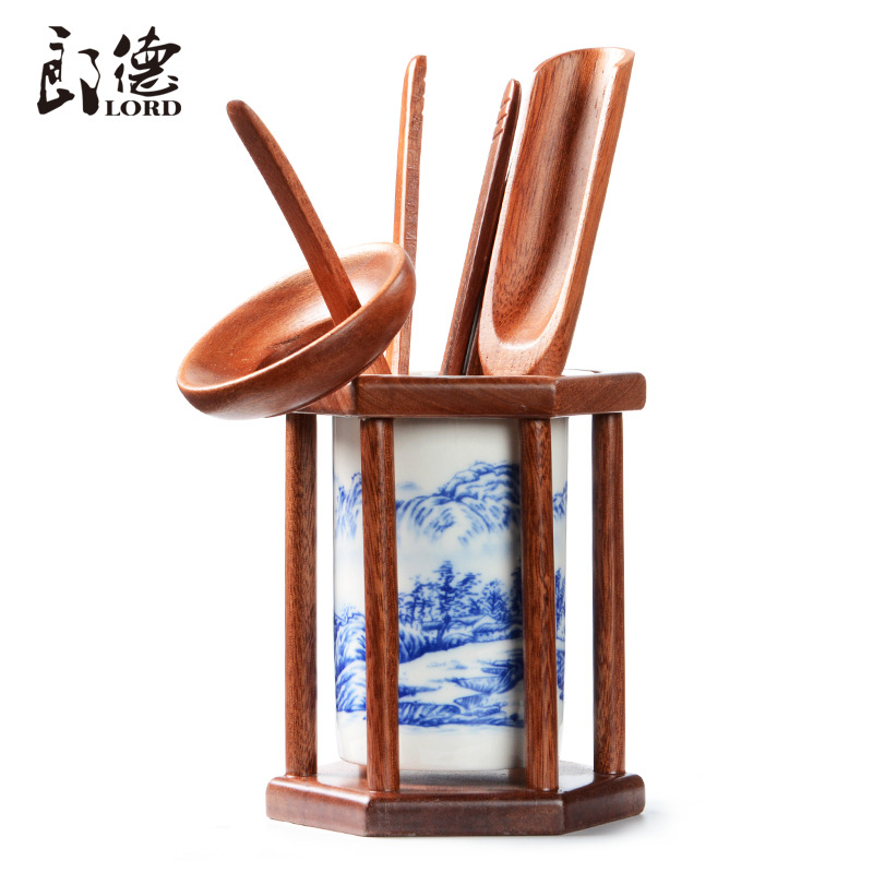 郎德 茶道批發 雞翅木青花瓷茶道六君子 功夫茶具 茶道廠傢直銷批發・進口・工廠・代買・代購