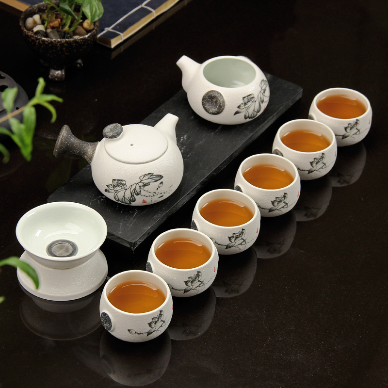 工廠直銷陶瓷10頭雪花釉茶具 功夫茶具套裝 禮品茶具 定做logo工廠,批發,進口,代購