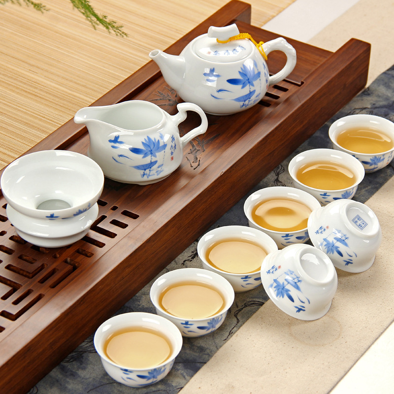 10頭高檔青花茶具套裝 高白釉中功夫茶具 自產自銷 禮品定製logo批發・進口・工廠・代買・代購