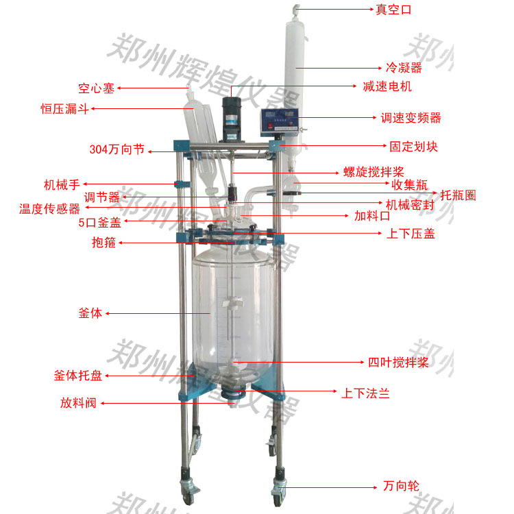 廠傢供應100L雙層玻璃反應 多功能反應器 現貨直銷 質保一年工廠,批發,進口,代購