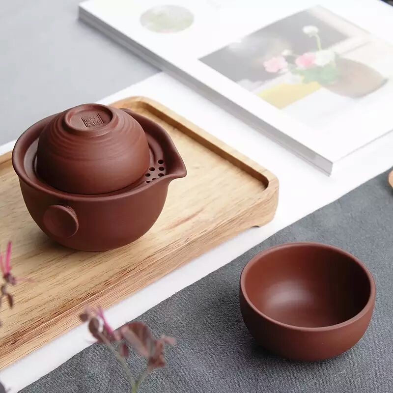 正品宜興紫砂品茗杯快客杯 陶瓷旅行茶具一壺二杯 茶壺茶杯特價批發・進口・工廠・代買・代購