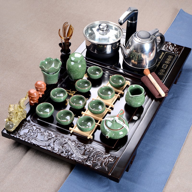茶具套裝紫砂功夫茶具四合一電磁爐整套陶瓷實木茶盤廠傢特價直銷批發・進口・工廠・代買・代購