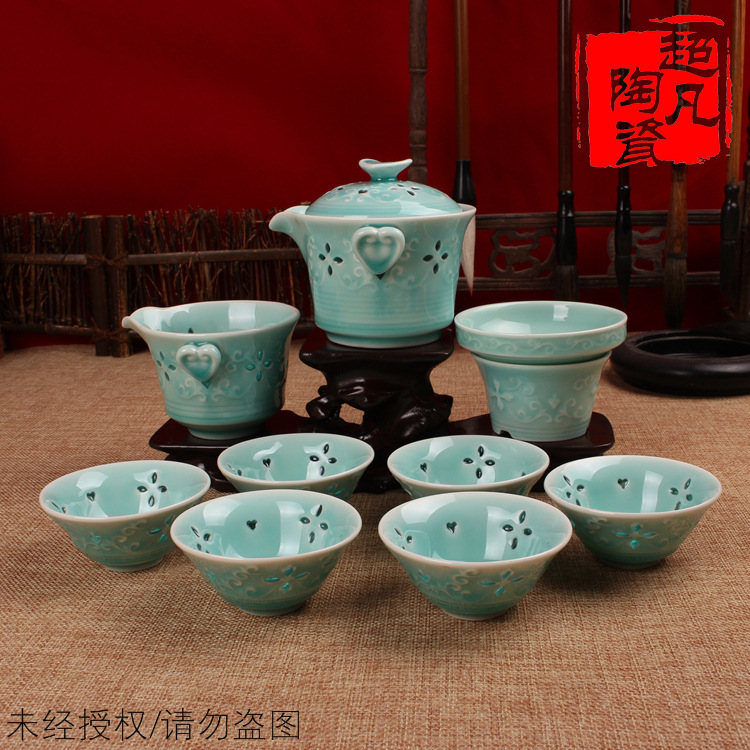 供應/龍泉青瓷/玲瓏茶具套裝/禮品定製/工廠,批發,進口,代購