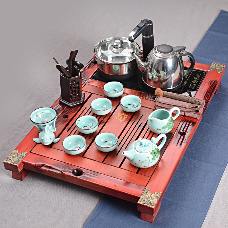 德化茶具茶盤套裝整套電磁爐四合一老船木船韻茶盤套裝1件批發批發・進口・工廠・代買・代購