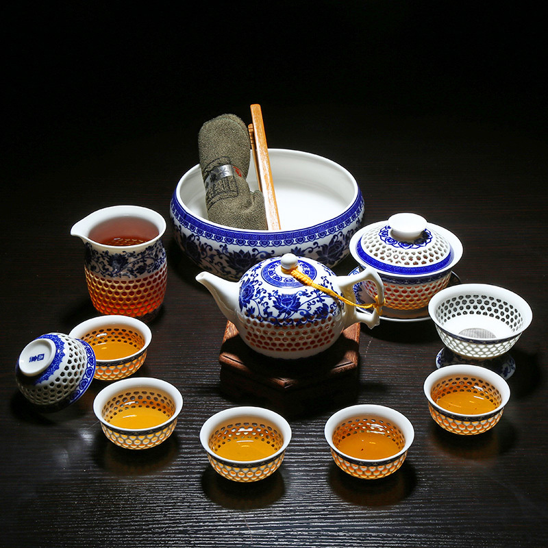 茶具套裝 功夫茶具 高檔蜂窩玲瓏鏤空茶具 禮品陶瓷茶具批發批發・進口・工廠・代買・代購