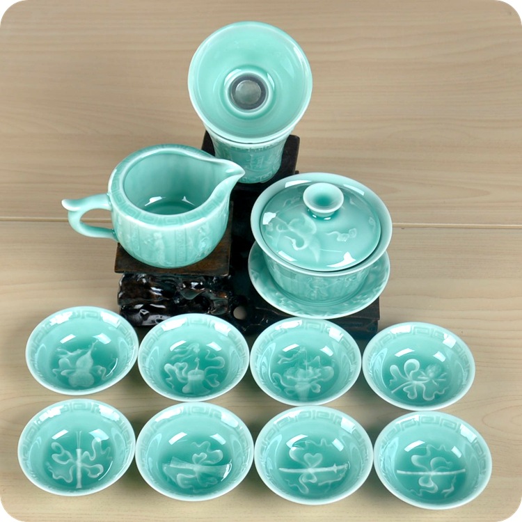 青瓷茶具 陶瓷茶具套裝 八仙過海特色商務茶具 功夫茶具 新品工廠,批發,進口,代購