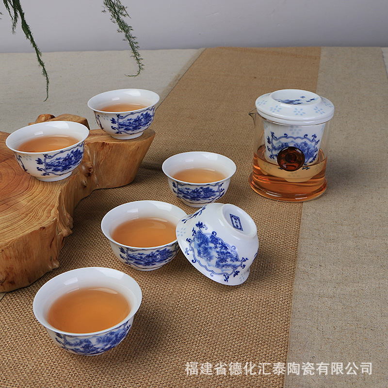 廠傢直銷功夫茶具訂做廣告茶具禮品陶瓷白瓷茶具套裝可定製印logo工廠,批發,進口,代購