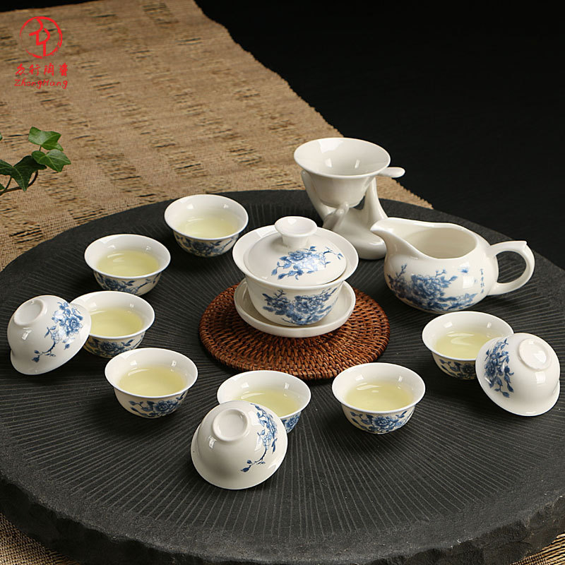促銷 茶具 陶瓷功夫茶具 青花瓷14頭 茶具套裝ZH2014002可印LOGO工廠,批發,進口,代購