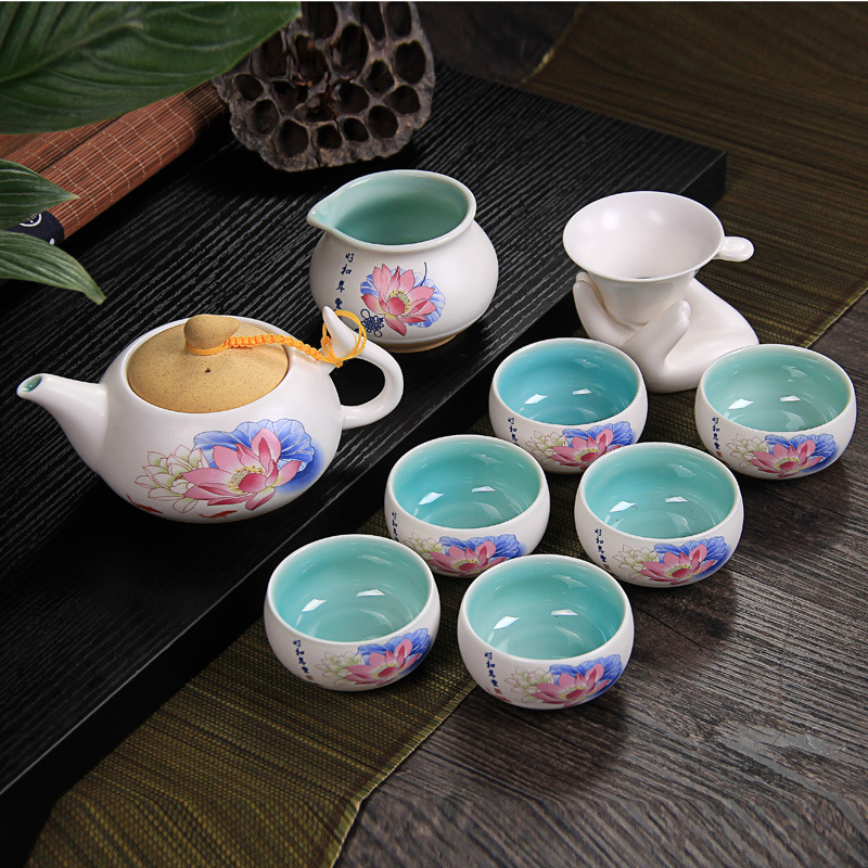 新品定窯茶具套裝 亞光陶瓷整套功夫茶具 禮品定製logo 雪花茶壺工廠,批發,進口,代購