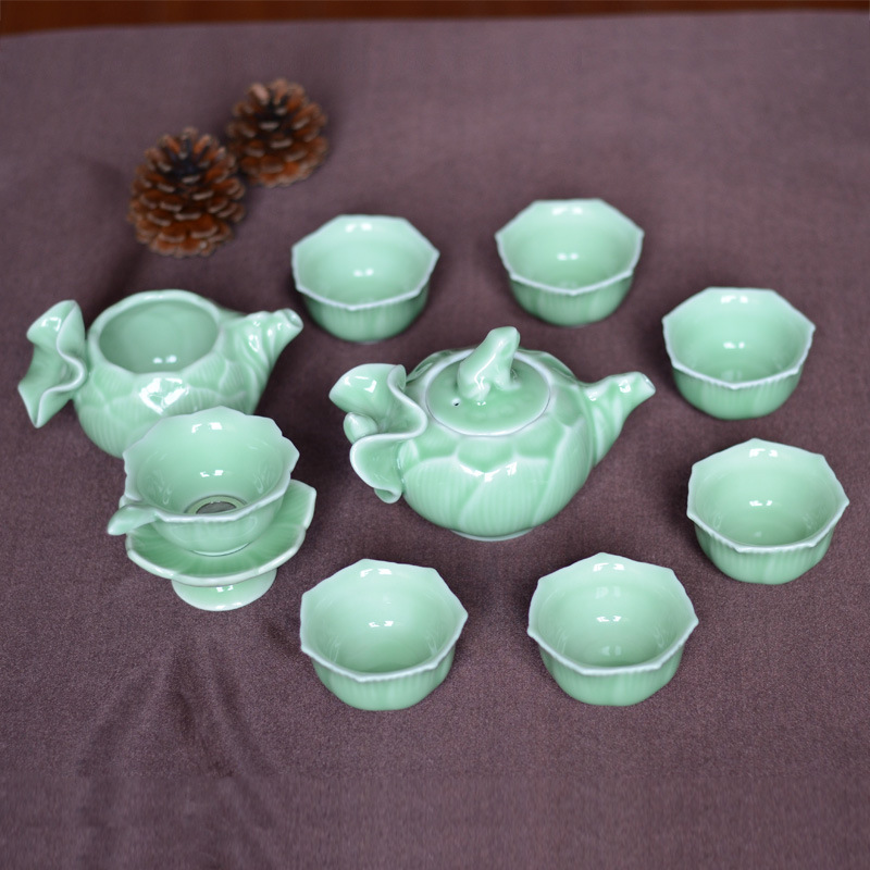 精品十頭和鳴茶具禮盒套裝文化陶瓷創意禮品茶具整套龍泉青瓷批發工廠,批發,進口,代購