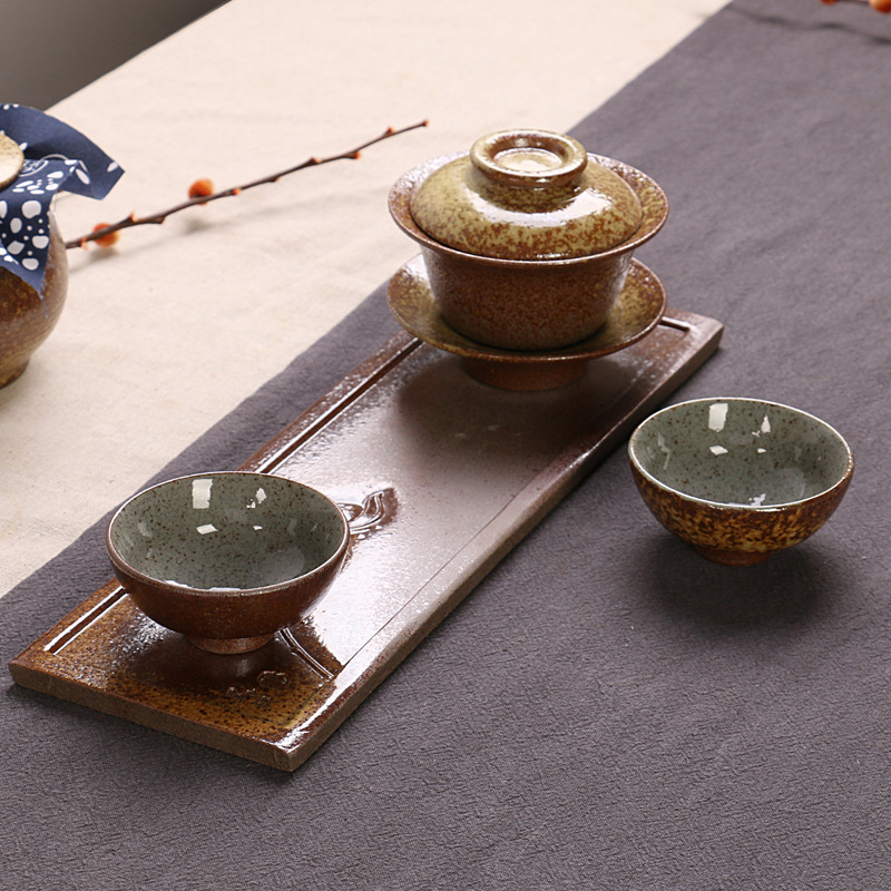 仿古日式手工柴燒三才蓋碗 辦公套裝一壺兩杯 功夫旅行茶具工廠,批發,進口,代購