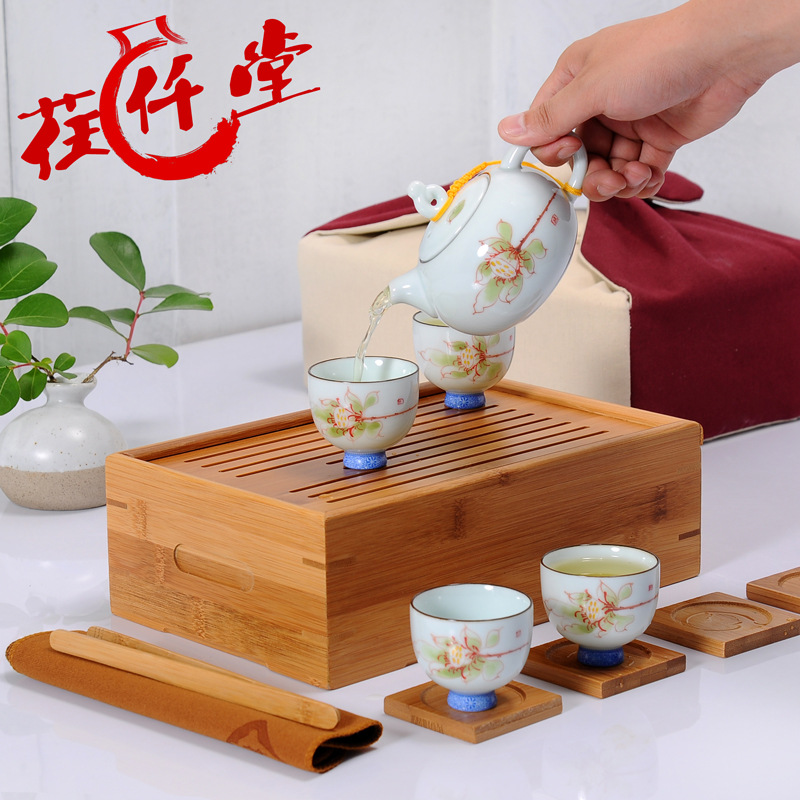 廠傢直銷陶瓷精品色釉茶具戶外旅行茶具簡約套裝茶壺一件批發工廠,批發,進口,代購