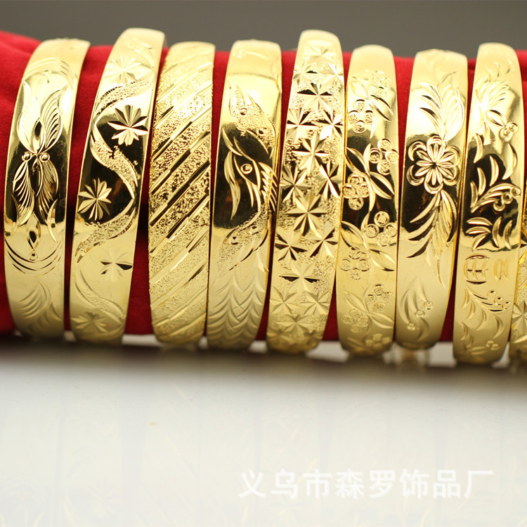 24K保色金12mm黃銅手鐲 推拉手鐲 黃銅鍍真金手鐲 越南沙金首飾工廠,批發,進口,代購