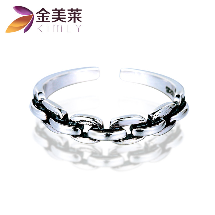 韓版戒指 泰銀925十字鐵索鎖鏈創意復古戒指純銀飾品簡約熱銷新品工廠,批發,進口,代購