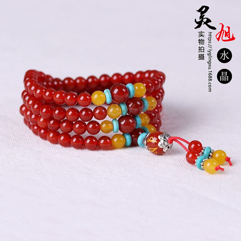 促銷特價 天然 紅瑪瑙 手鏈 108顆佛珠男女 水晶多圈手串辟邪首飾工廠,批發,進口,代購