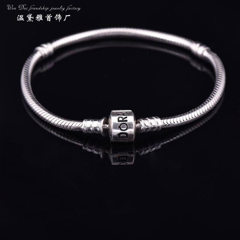 潘多拉風格925純銀蛇骨手鏈 歐美熱銷 女款diy基礎手鏈 廠傢批發工廠,批發,進口,代購