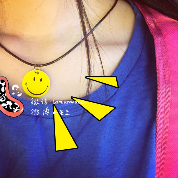 ulzzang韓國軟萌童趣原宿卡通黃色笑臉EMOJI表情鎖骨頸鏈項鏈工廠,批發,進口,代購