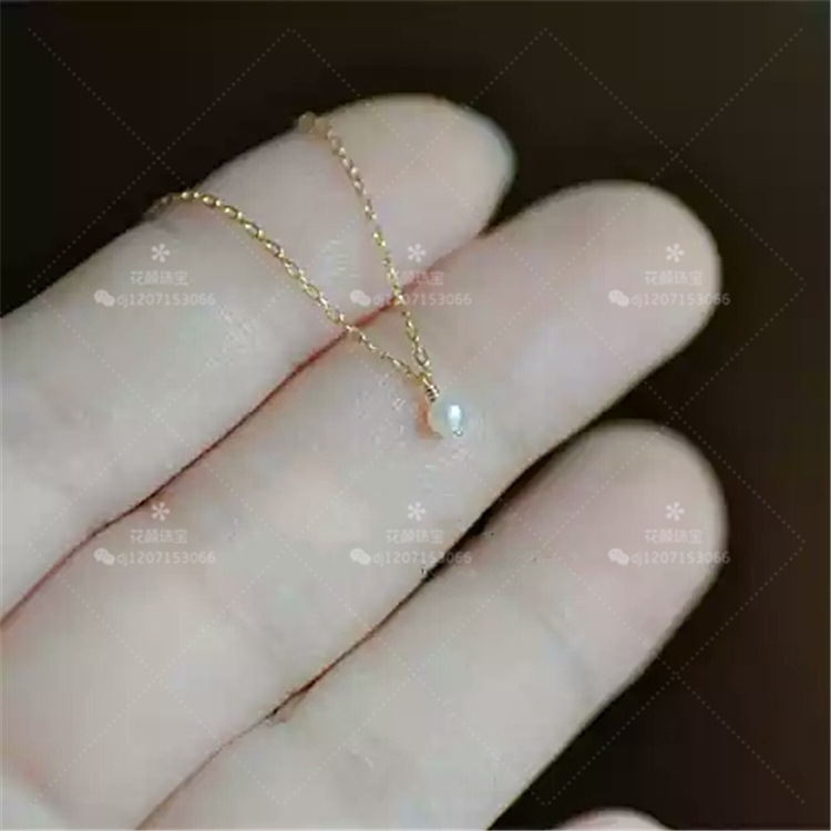花顏手作 天然淡水珍珠許願超迷你14K包金 女短款鎖骨項鏈批發・進口・工廠・代買・代購