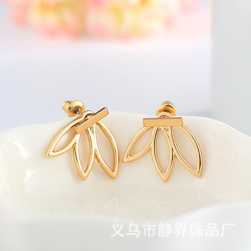 歐美外貿 個性簡約風尚 時尚潮流街拍 鏤空蓮花女式耳釘耳飾批發・進口・工廠・代買・代購