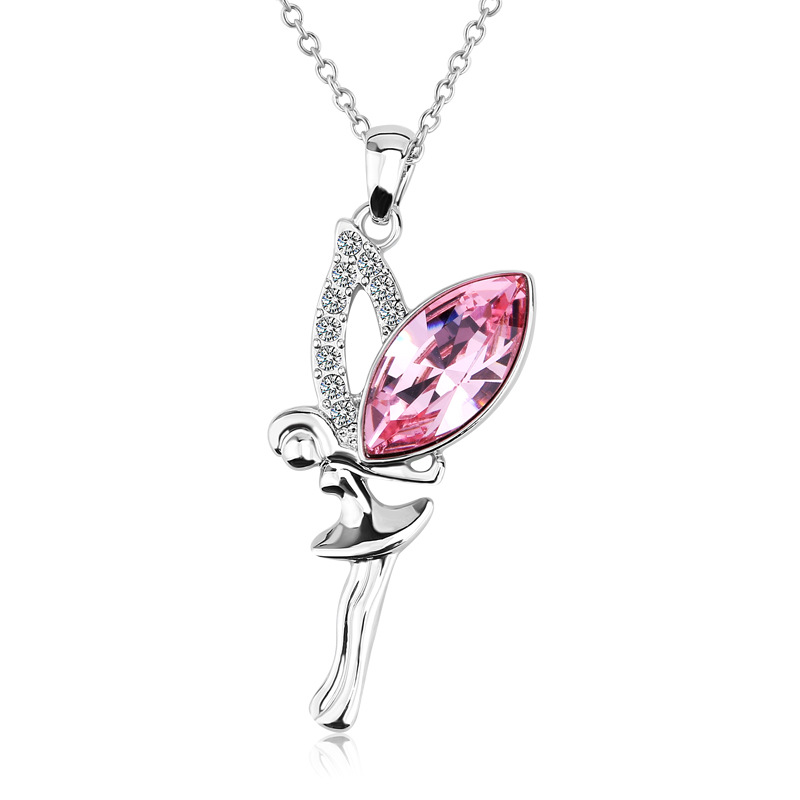 天使翅膀少女水晶吊墜日韓歐美項鏈源頭廠傢批發外貿精品首飾工廠,批發,進口,代購