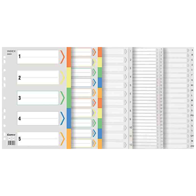 齊心IX902 辦公用品  11孔索引紙 A4隔頁紙 十色分頁紙工廠,批發,進口,代購