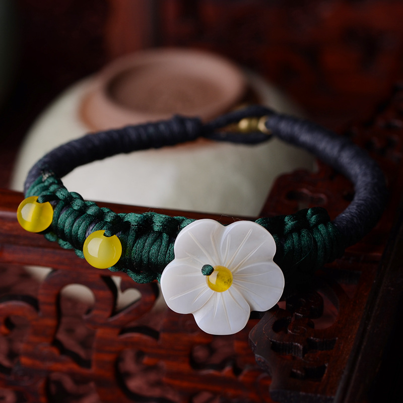 中國風首飾批發經典原創設計瑪瑙貝殼花鈴鐺裹線時尚簡約手鏈女工廠,批發,進口,代購