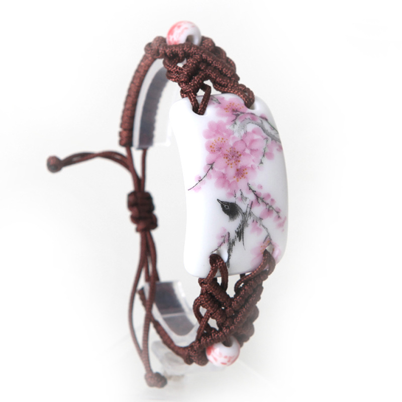 青歌 陶瓷首飾 粉彩桃花 手鐲手鏈 手工飾品 禮品工廠,批發,進口,代購