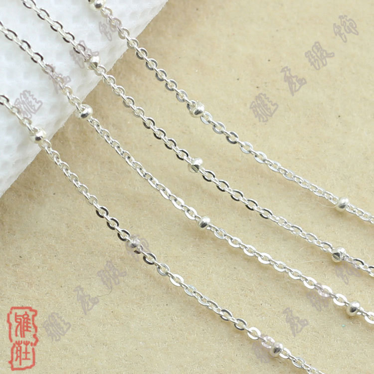 雅莊 925純銀項鏈 機織鏈批發 女鎖骨鏈 30壓光十字間珠鏈工廠,批發,進口,代購
